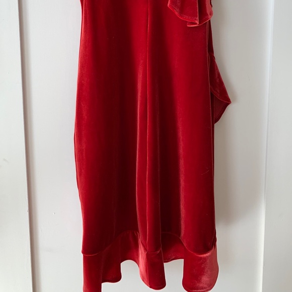 EXPRESS Red Velvet Ruffle Dress (NWT) - Picture 2 of 8